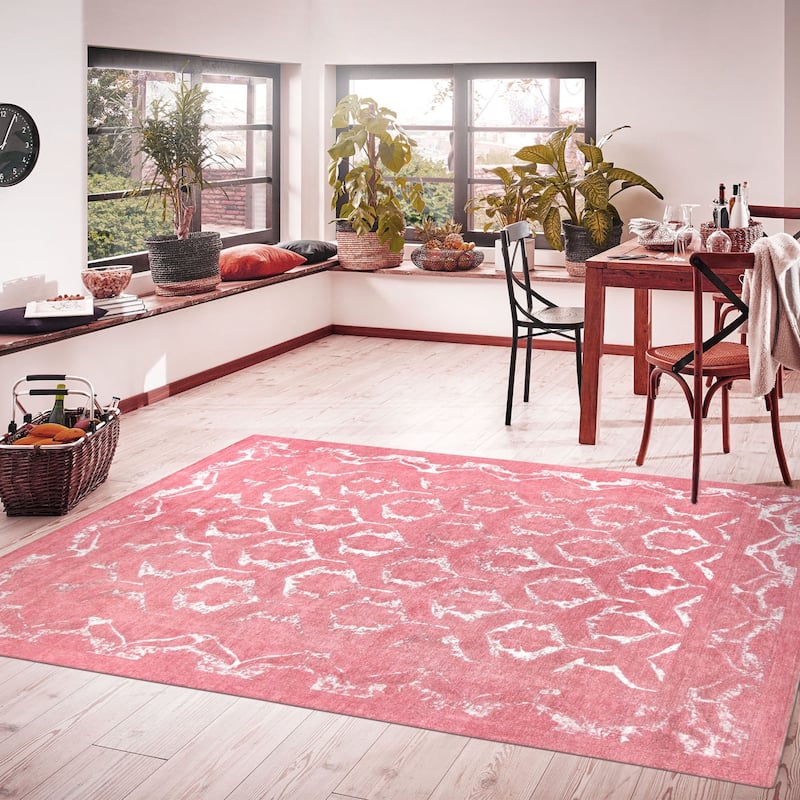 Pasargad Overdyes Collection Coral Wool Area Rug (8' 8" X 11'11") - 9' x 12'