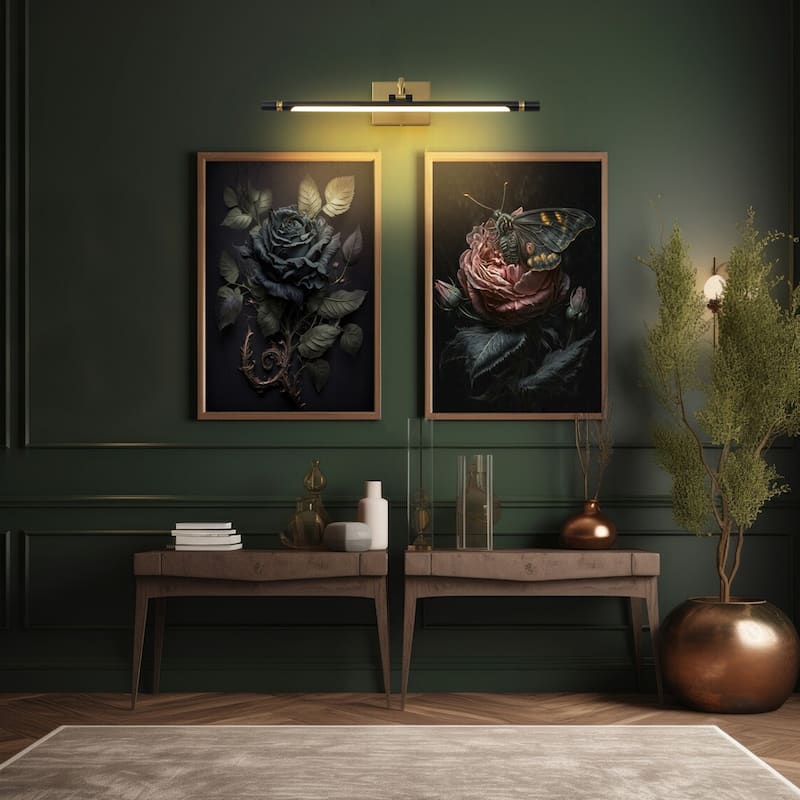 25.9" Modern Gold/Black Linear Bathroom Vanity Light LED Picture Lights for Wall - 25.9 in. W x 4.3 in. H x 8.2 in. D