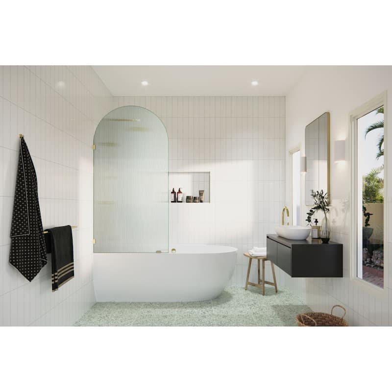 Glass Warehouse B-FL-ARC-34 Maven 66-3/4" High x 34" Wide Shower - Polished Brass