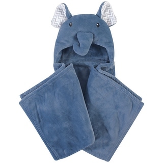 Little Treasure Baby Boy Plush Hooded Blanket, Chevron Elephant, One Size - Chevron Elephant - One Size