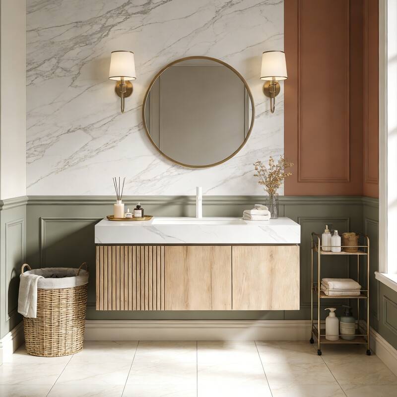 Floating Storage Bathroom Vanity with 1 Pre-drilled Faucet Hole