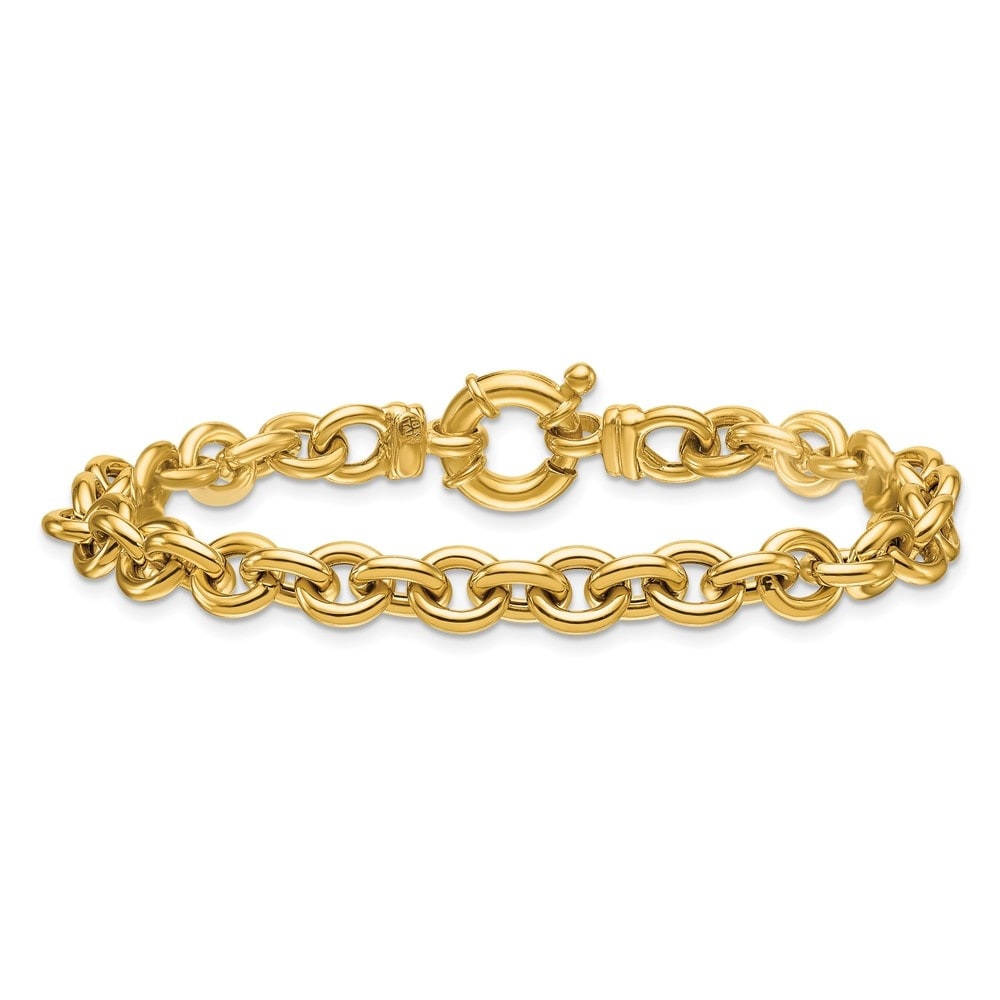 Curata Solid 18k Yellow Gold Italian 7.5" 7mm Large Rolo Link Toggle Bracelet