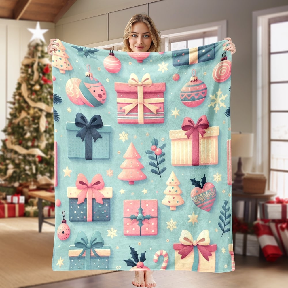 Christmas Throw Blanket Holiday Xmas Gift Fleece Blanket
