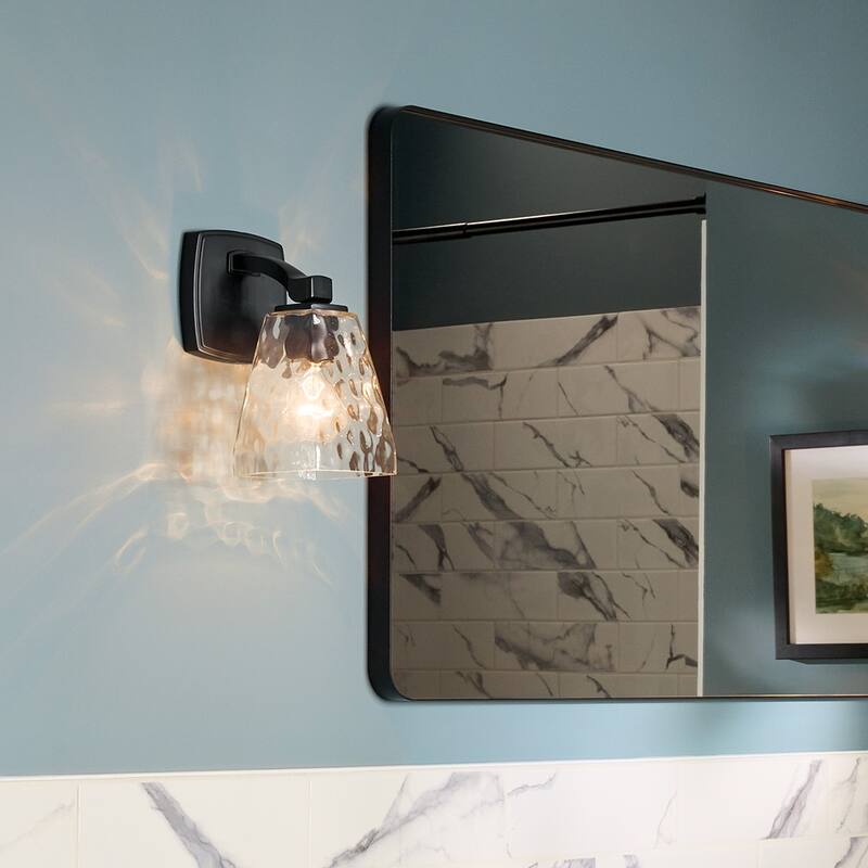 Kichler Lighting Marant 9.5" 1-Light Wall Sconce with Clear Water Glass in Black