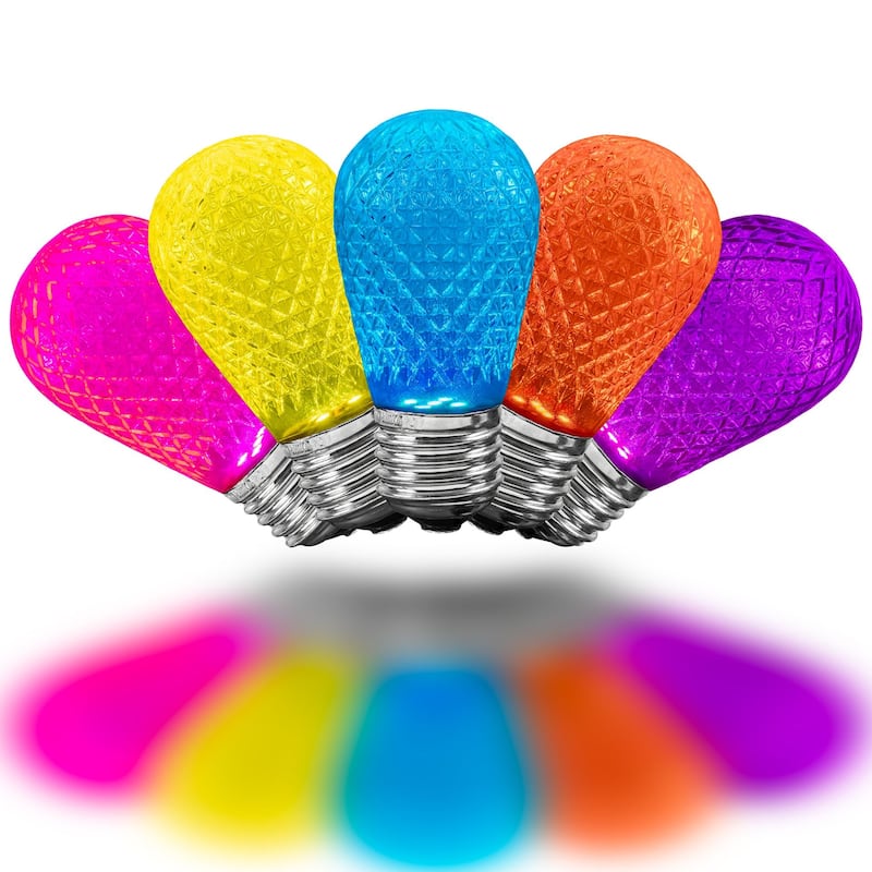 25 Pack LED S14 Faceted Outdoor Patio Edison Replacement Bulbs, Modern Multicolor - Modern Multicolor