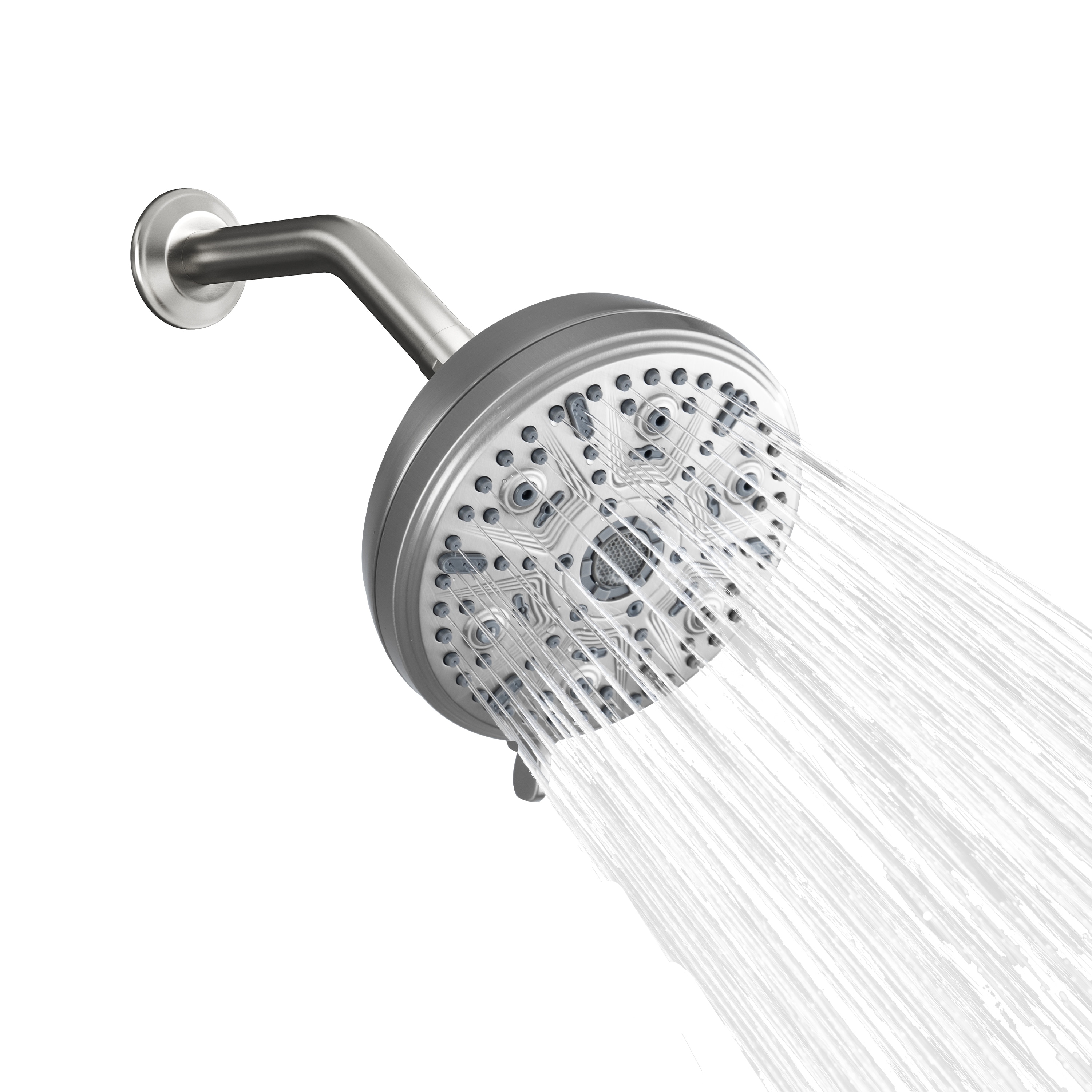 10-Spray Patterns 5 in. Wall Mount Rain Fixed Shower Head with Shower Arm and Flange