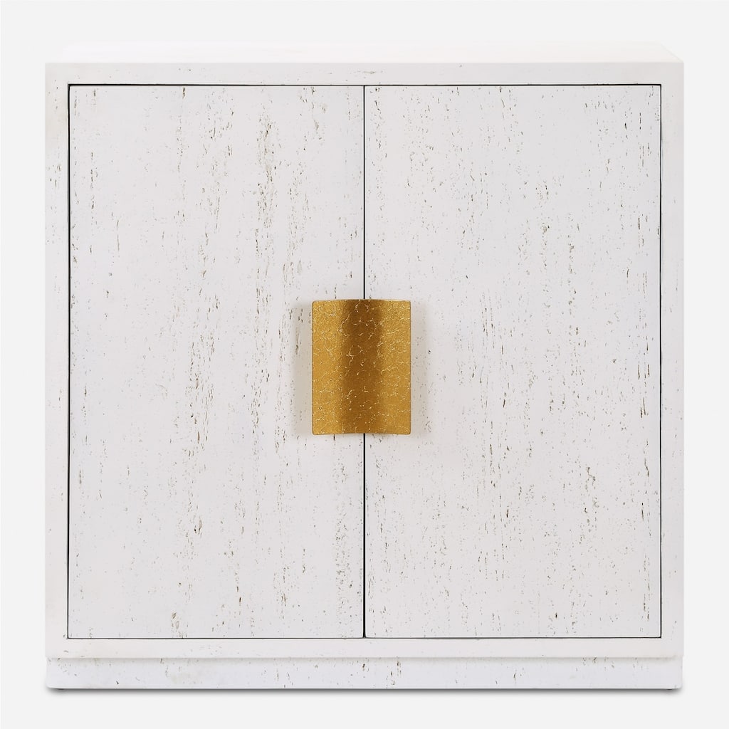 2-Door Storage Cabinet - 32.25" - White and Gold