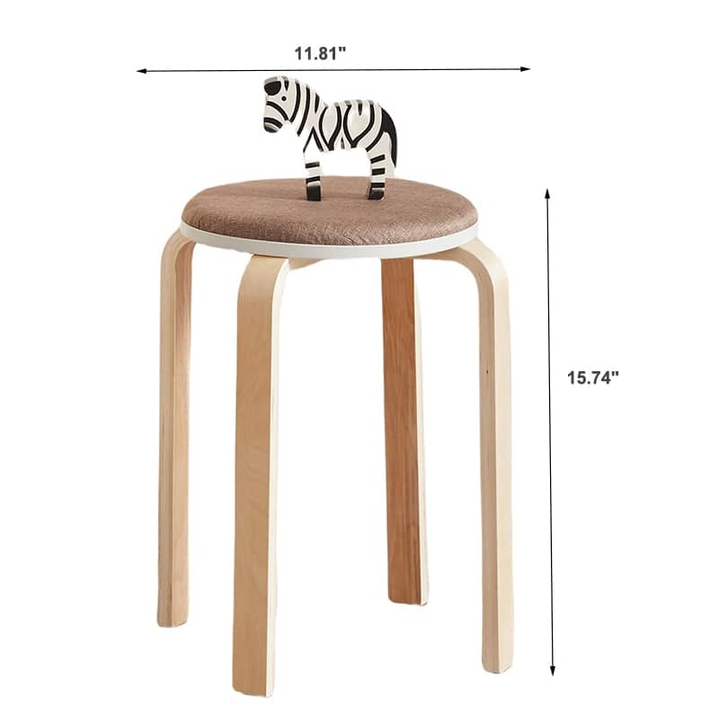 Set of 4 Stackable Bentwood Stools - Round Backless Design‌