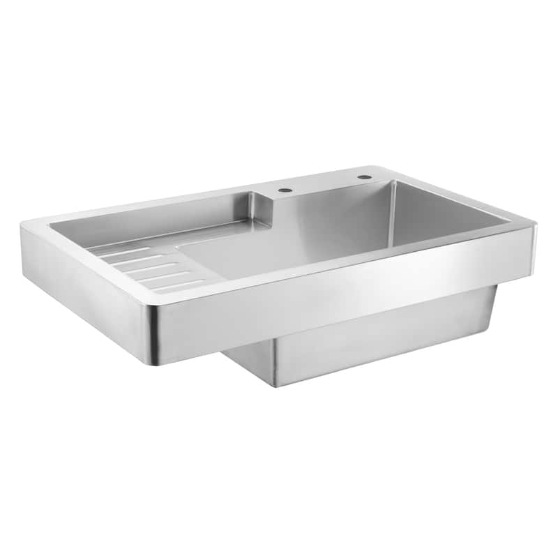 Single Bowl Drop in Utility Sink with Drainboard