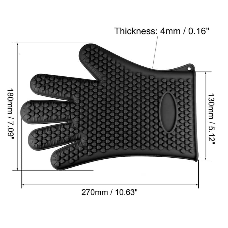BBQ Grilling Gloves Oven Gloves for Cooking Barbecue Black - Black