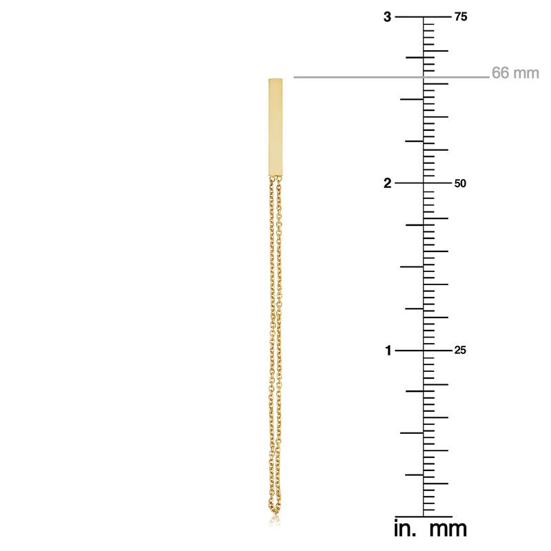 14k Yellow Gold Bar with Cable Chain Tassel Earrings