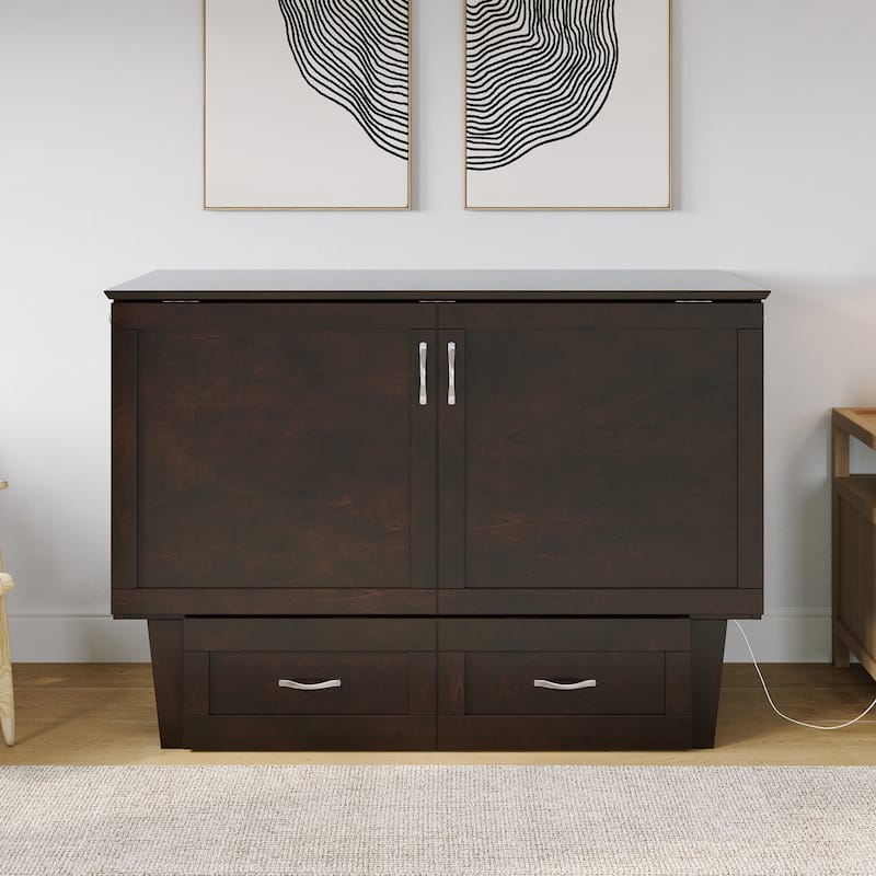 Monroe Full Murphy Bed Chest with 6" Memory Foam Mattress