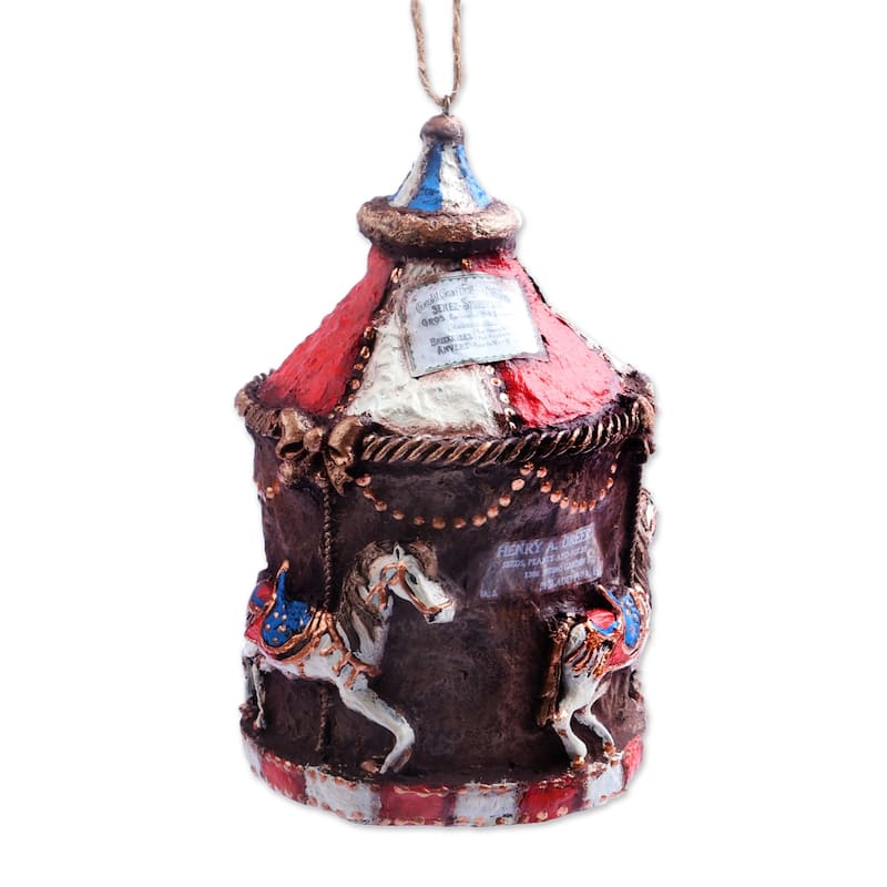 Novica Handmade Sweet Carousel Papier Mache Ornament