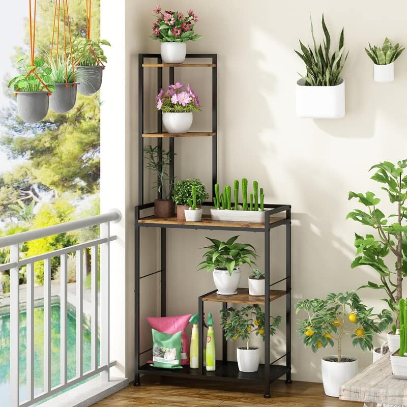 5 Tier Corner Shelf Stand - 24"D x 11.8"W x 55.2"H