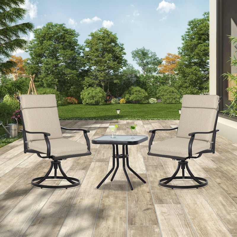 Aoodor Outdoor High Back Dining Chair Cushion Set, 44"x21"x3.2", Set of 2 - 44"x21"x3.2"