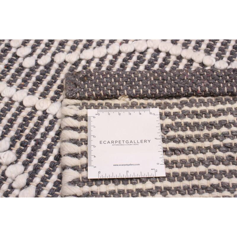 ECARPETGALLERY Braid weave Sienna Grey Wool Rug - 6'1 x 9'4