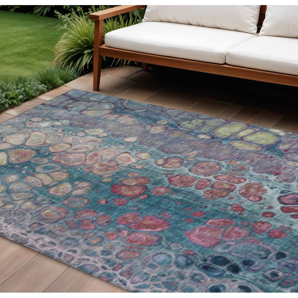 HomeRoots Abstract Transitional Rectangle Outdoor Rug