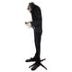preview thumbnail 3 of 1, Lighted and Animated Scary Butler Standing Halloween Decoration - 5'