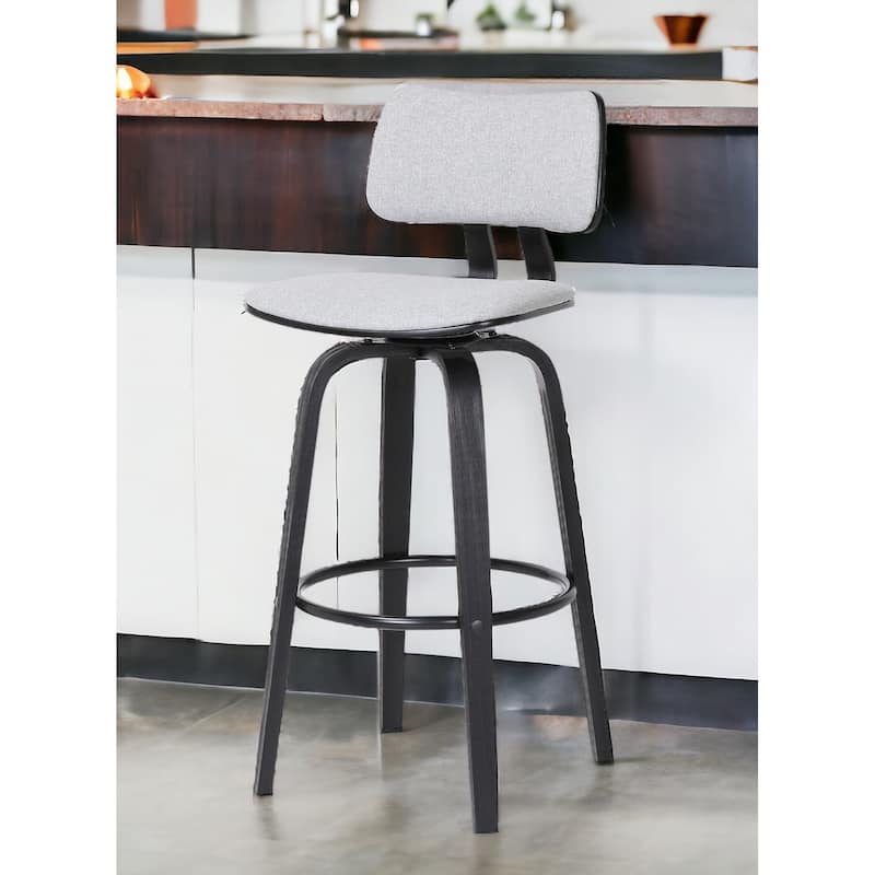 30" Light Gray And Black Fabric Swivel Low Back Bar Height Bar Chair - Light Gray