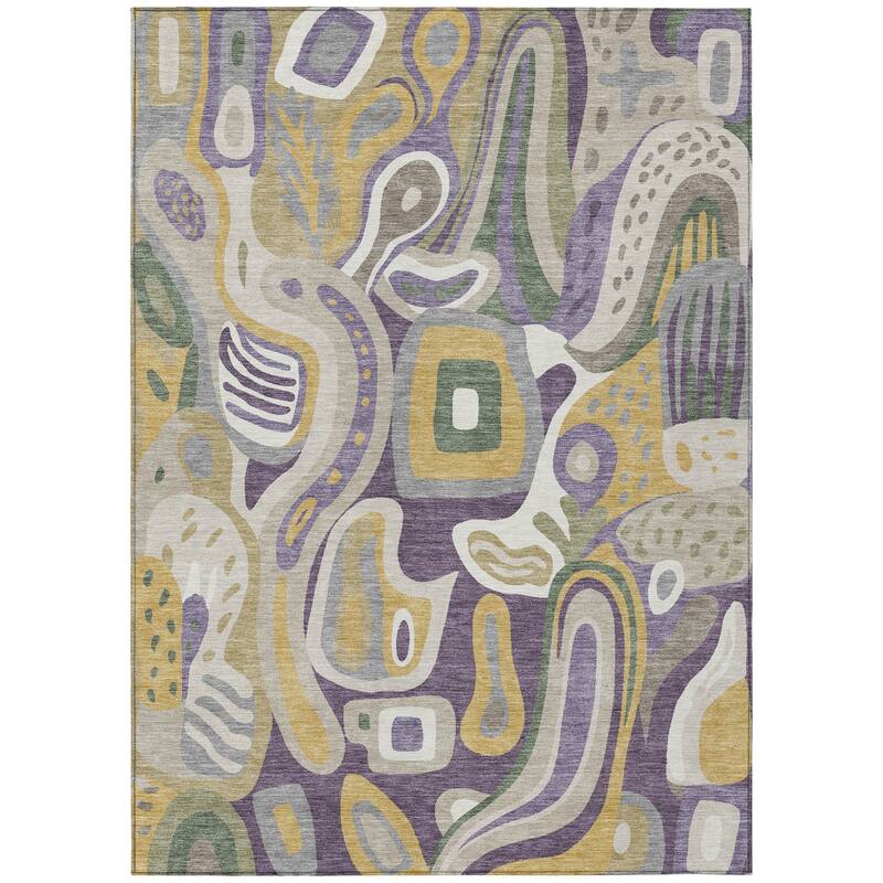 Machine Washable Indoor/ Outdoor Modern Picasy Chantille Rug