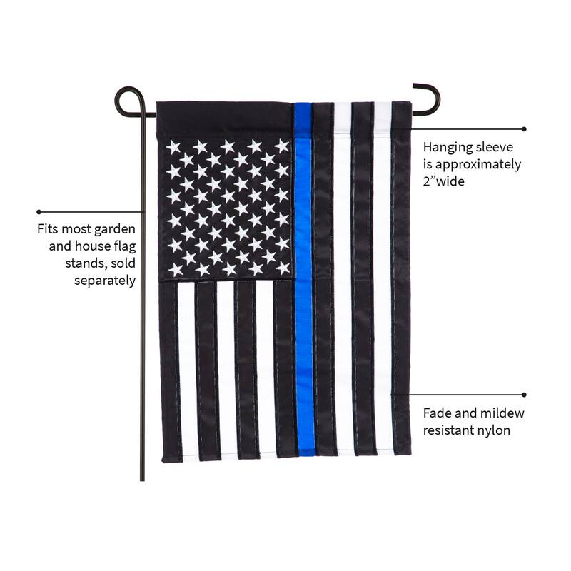 12.5 in. x 18 in. Thin Blue Line Garden Applique Flag