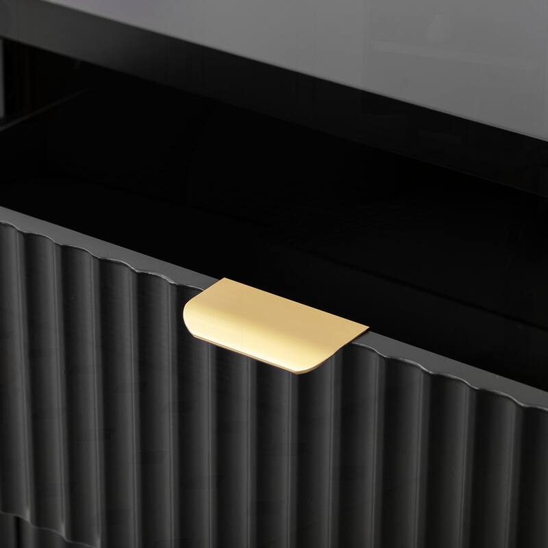 Wave-Pattern Sideboard Cabinet with 2 Drawers and 4 Doors