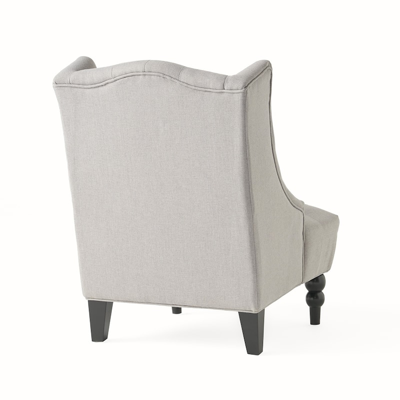 Linen Wingback Chair With Wood Frame