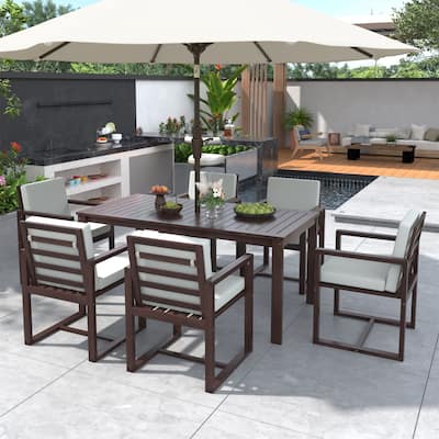 Patio Dining Set Outdoor Dining Table and Chair Set with and Removable Cushions
