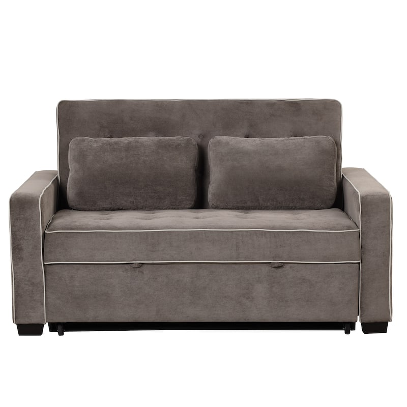 Pull Out Sleeper Bed, Sofa Bed Couch with USB Charging Port, Lounge Loveseat Sofa Daybed with Adjustable Backrest