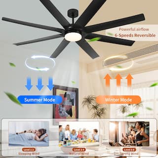 6-Speed Remote Control Ceiling Fan with light, Large Ceiling Fan with 3-Color Changing Light, Reversible DC Motor