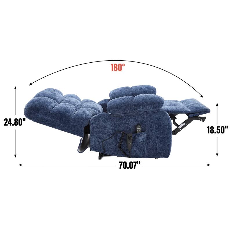 Roomfitters Oversized Power Lift Recliner Chair Dual Motor Infinite Position Heat Massage Sofa for 350lbs Capacity