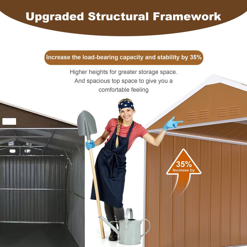 8X10 FT Heavy-Duty Metal Storage Shed with Windows, Lockable Door & Ventilation - Weatherproof Outdoor Garden Shed