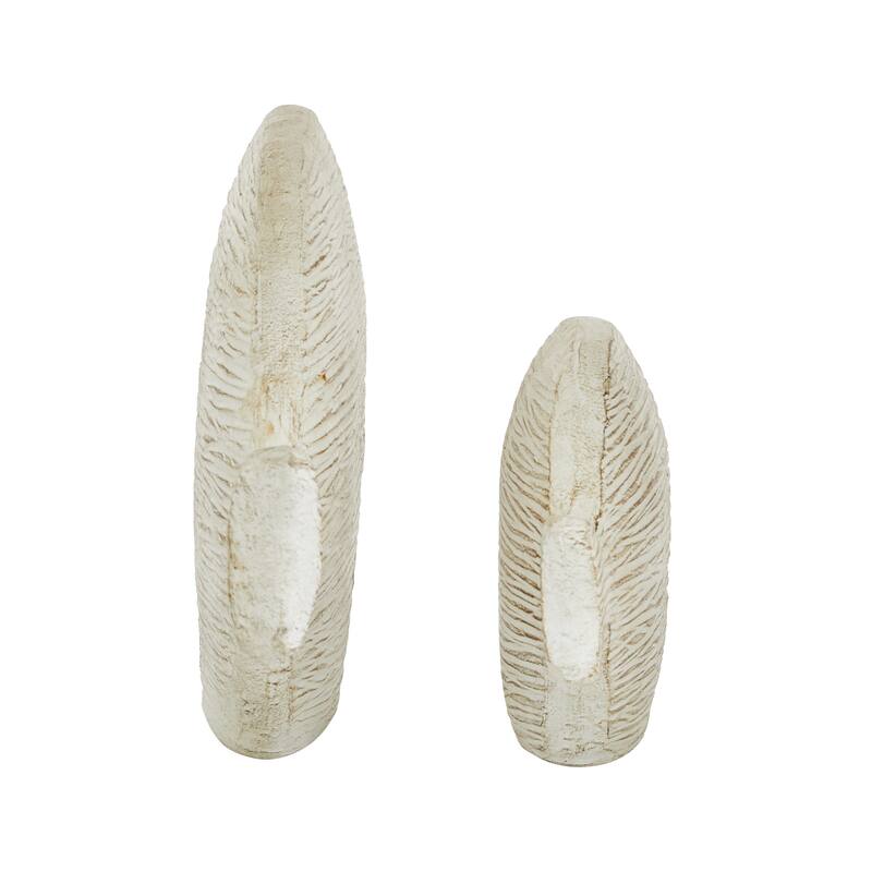 Ceramic Fish Sculpture - Set of 2 White - Roche River Decor - 4"W x 19"L x 13"H