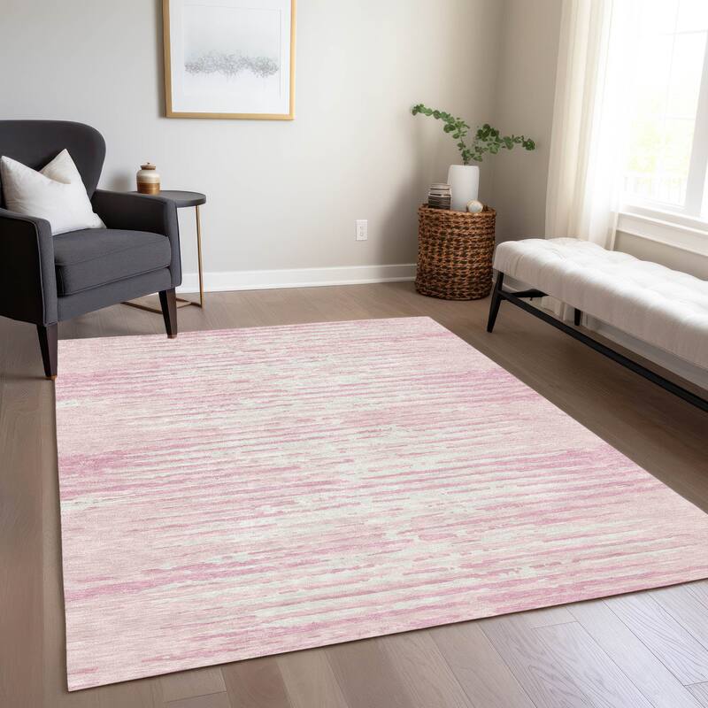 Machine Washable Indoor/ Outdoor Ombre Chantille Abstract Rug