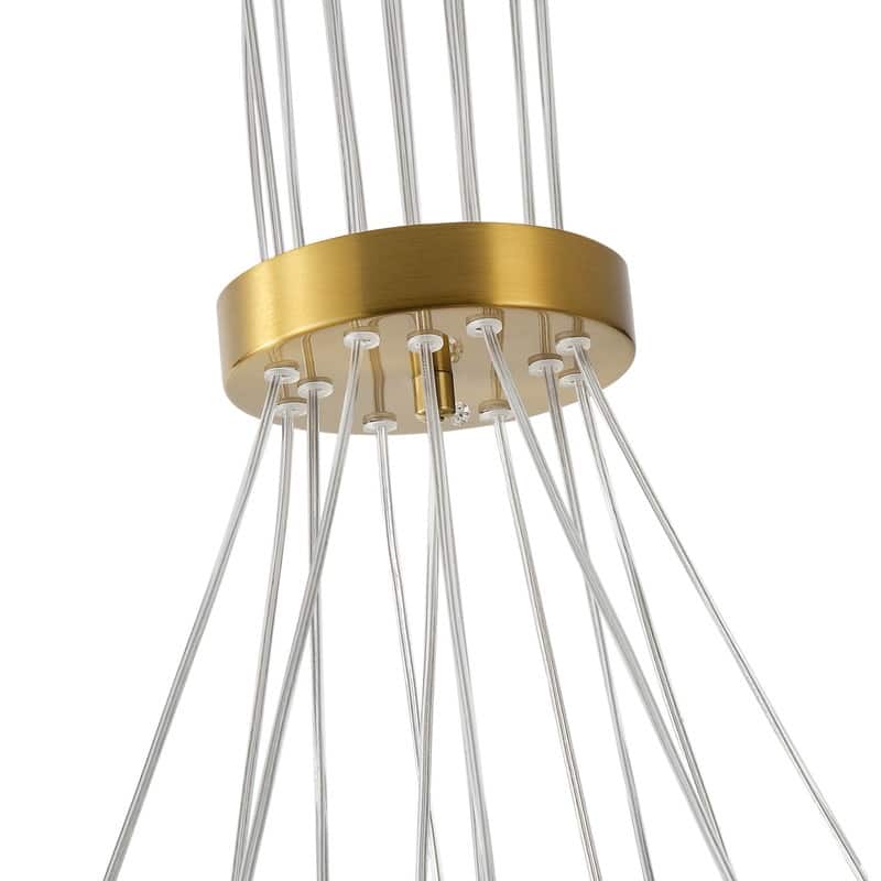 Modern 13-Light Stone Glass Globe Cluster Chandelier in Brass Finish - N/A