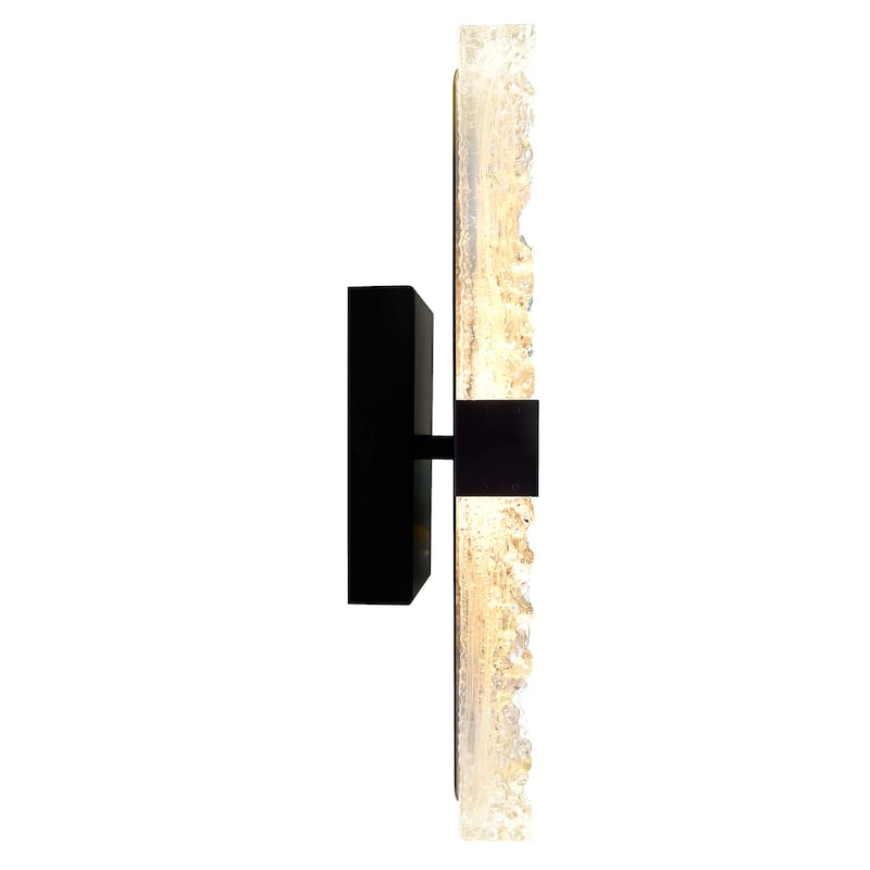 Lava Integrated LED 20in Black Wall Light with Handcrafted Glass