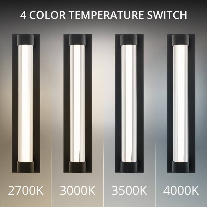 Chyzel 18in LED Outdoor Wall Light Selectable CCT 2700-3000-3500-4000K set to 2700K in Black