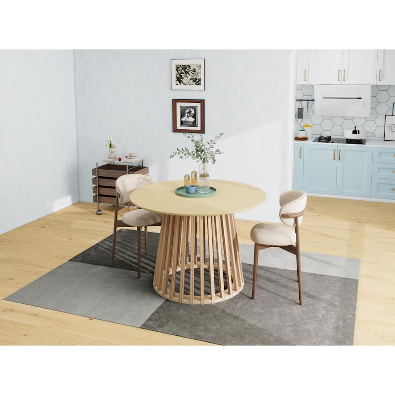 Roomfitters Round Dining Table, Modern Black Pedestal Base, Small Kitchen or Dining Room Table for 2-4 People