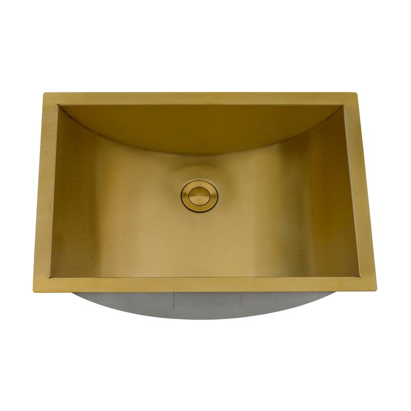 Ruvati 16 x 11 inch Brushed Gold Polished Brass Rectangular Bathroom Sink Undermount - 18" x 13" - 18" x 13"