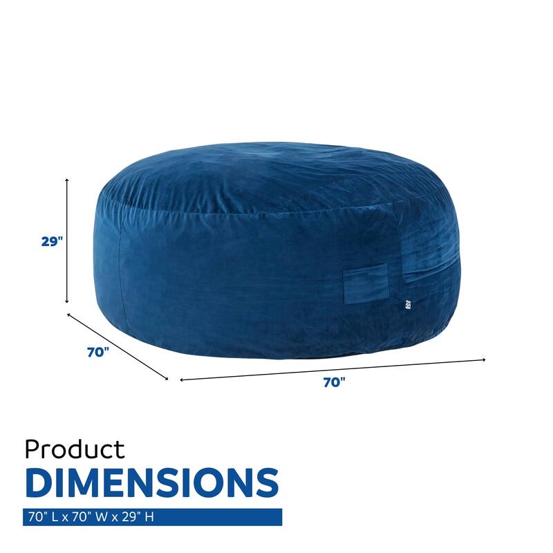 Sealy® Kade 6ft Velour Blue Memory Foam Bean Bag