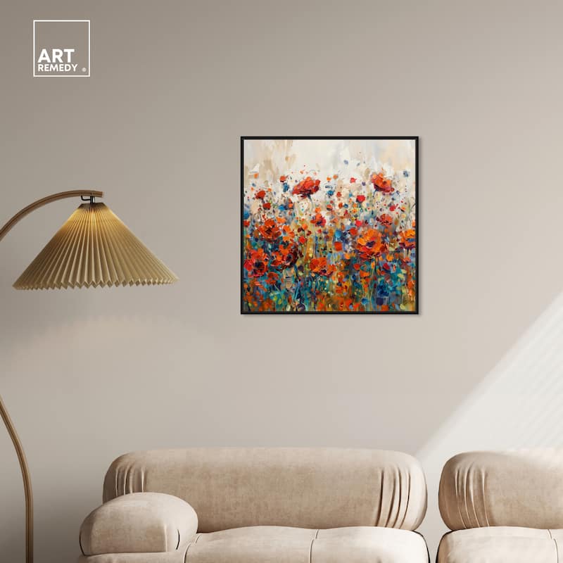 Art Remedy Beautiful Garden Bloom Framed Impressionism 1 Piece Canvas Wall Art /Monet And Van Gogh Inspired Art