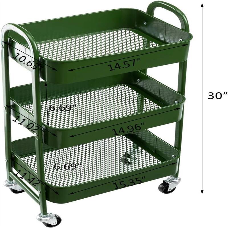 Movable Rolling Organizer Cart - 15.35"D x 11.42"W x 27.5"H