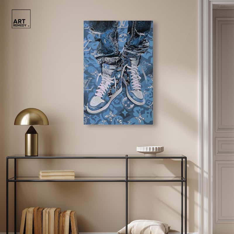 Blue Dreams Sneakers Canvas by Art Remedy, Gallery Wrapped
