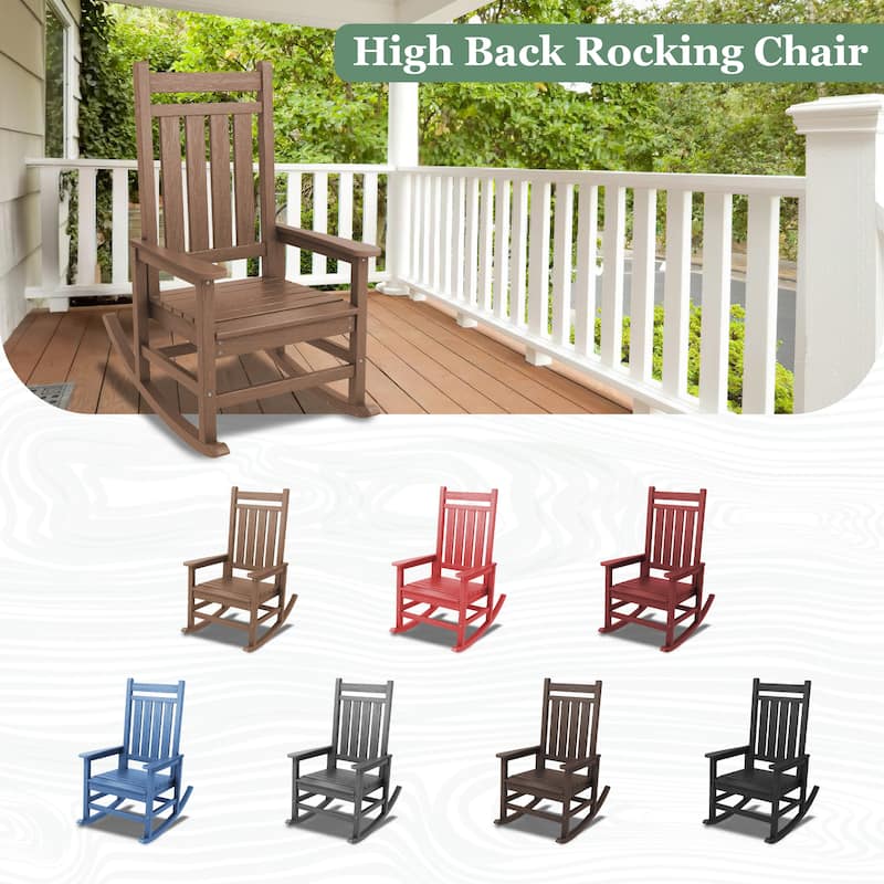 HDPE Outdoor Patio Rocking Plastic Adirondack Chair