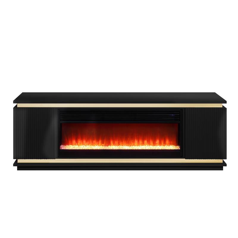 Stan TV Stand Cabinet, 7 Color Fireplace, Speaker, 71 Inch Black