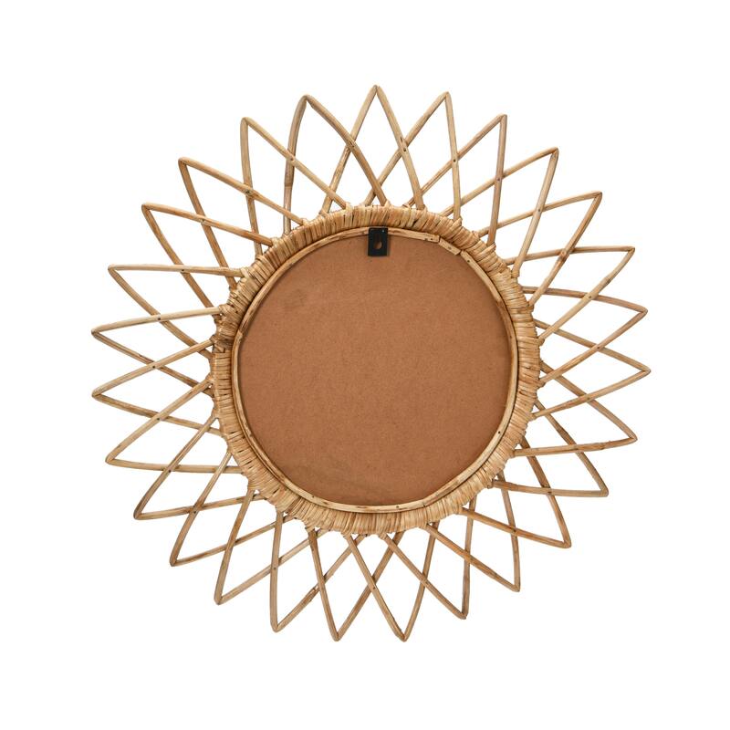 Round Cane Sunburst Wall Mirror - 23.0"L x 23.0"W x 1.5"H