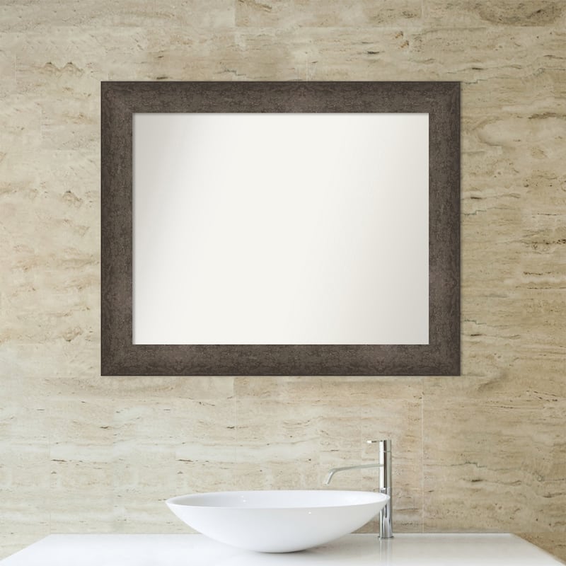 Dappled Non-Beveled Wood Framed Bathroom Vanity Wall Mirror
