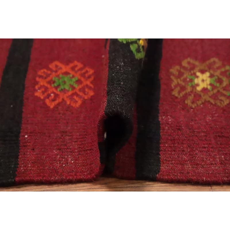 Hand Woven Oriental 100% Wool Carpet Southwestern Tribal Red Kilim Area Rug - 7' 10'' X 6' 7''