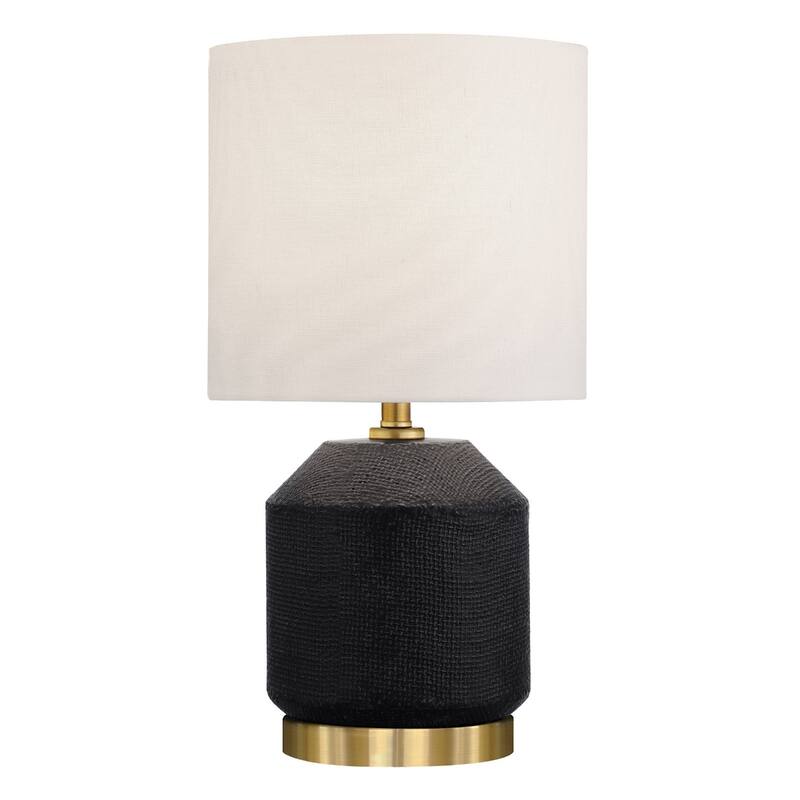 Ceramic Cylinder Table Lamp with Drum Shade for Living Room Decor - 5.5"W x 5.5"D x 15.13"H