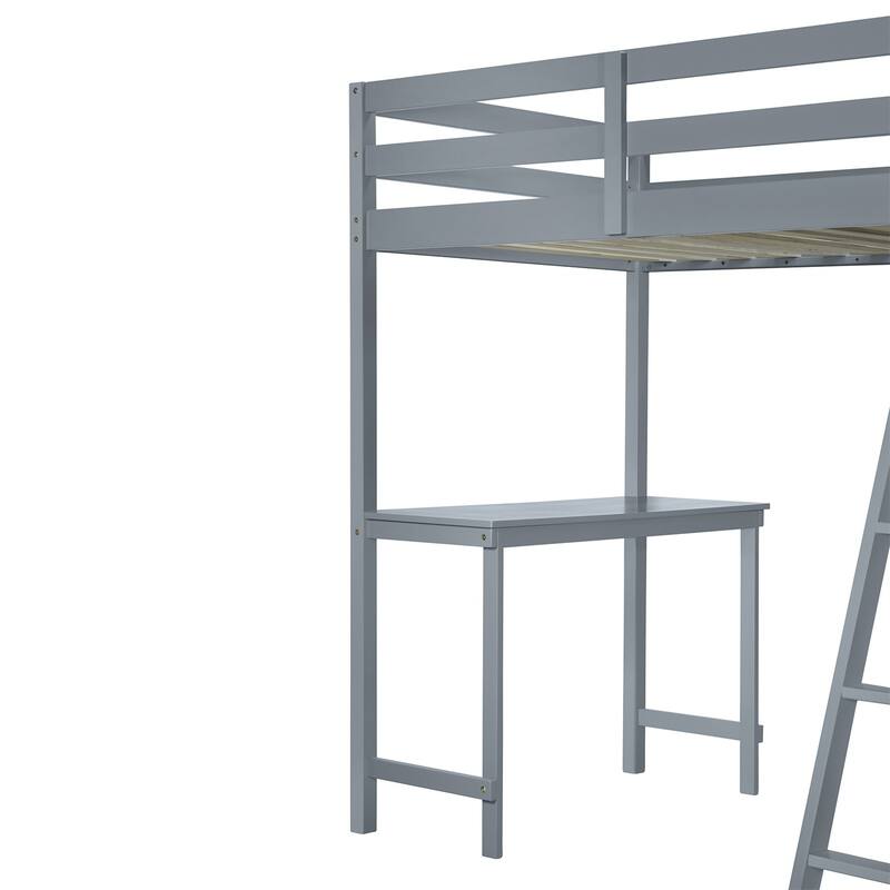 Merax Loft Bed with Wardrobe and Desk and Shelves